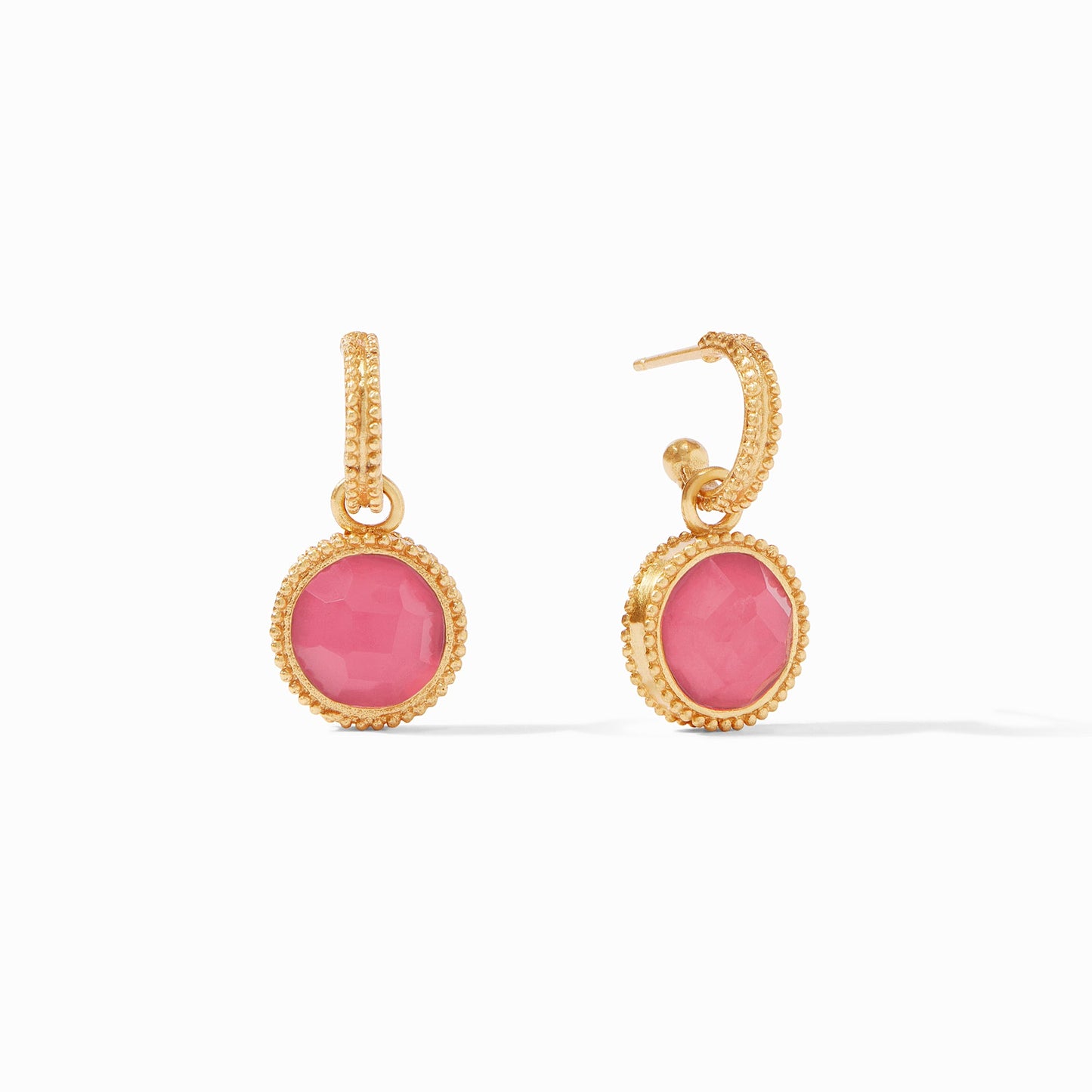 Fleur-de-Lis Hoop & Charm Earring - Peony Pink