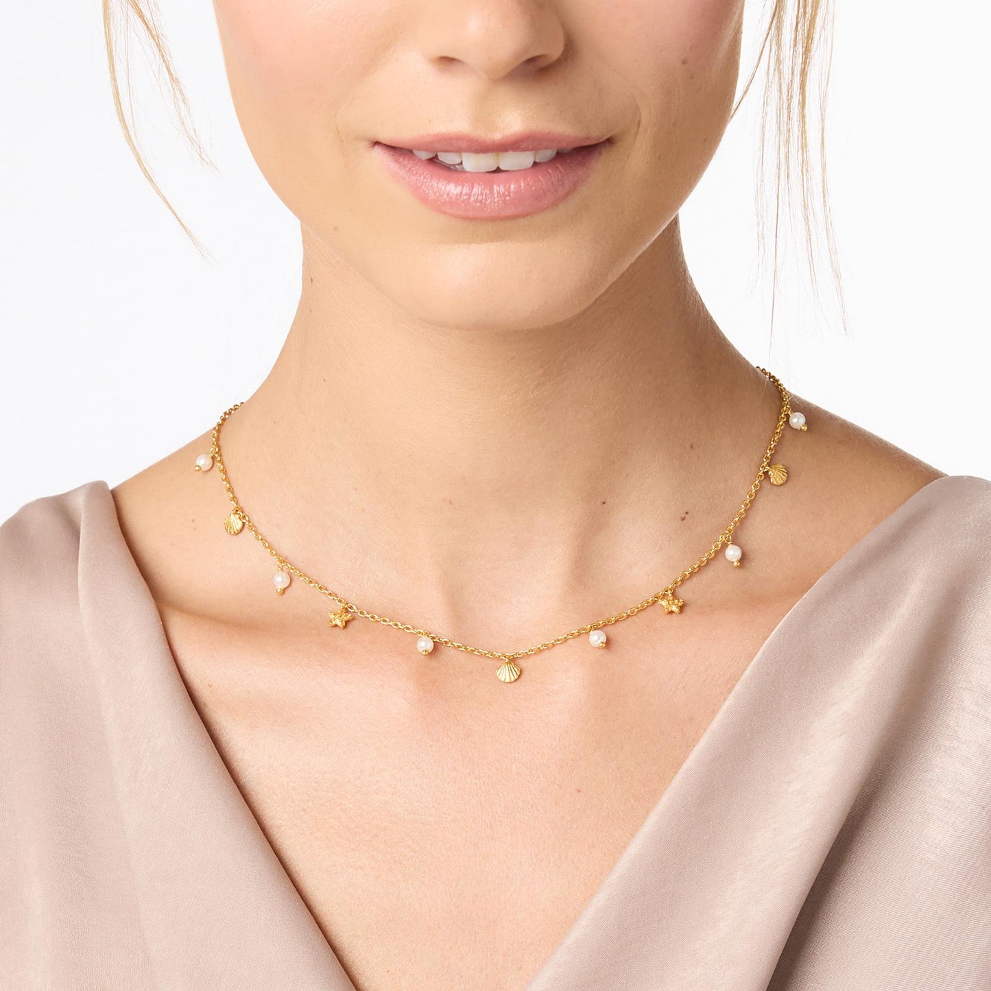 Sanibel Delicate Charm Necklace - Pearl
