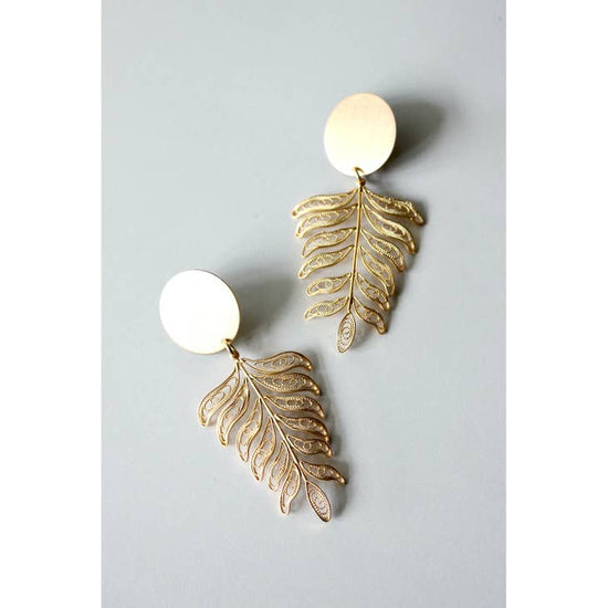 Brass Leaf Post Earrings - Muse Shoe Studio