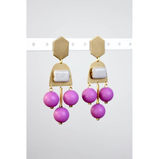 Load image into Gallery viewer, Purple and Gray Post Earrings
