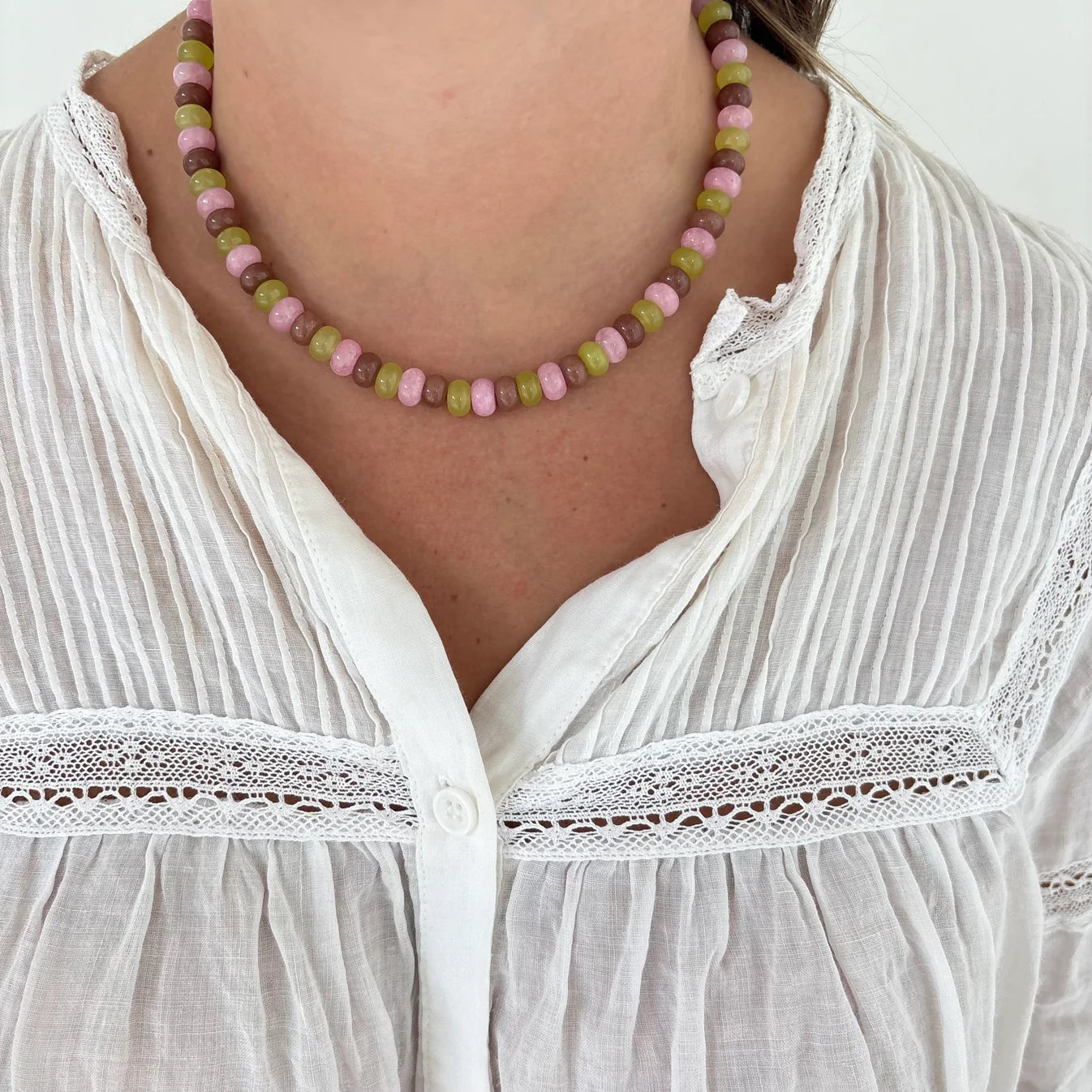 Baker Brown & Chartreuse Stone Necklace