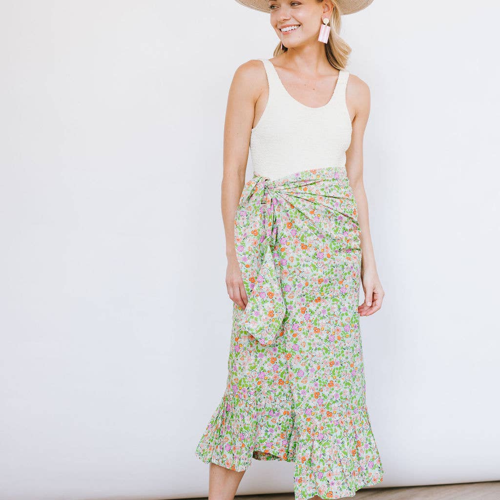 Key Lime Flower Vienna Sarong - Muse Shoe Studio