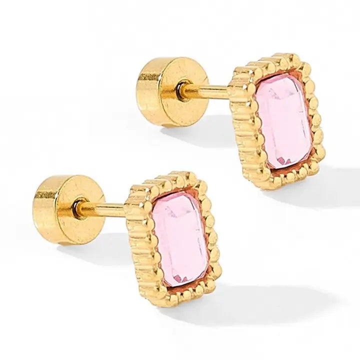 Screwback Stud - Madison Pink