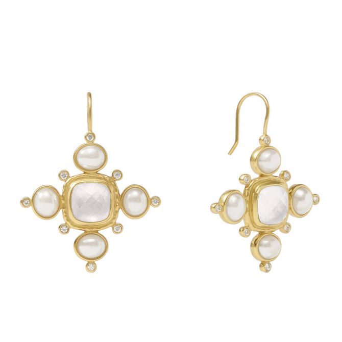 Load image into Gallery viewer, Tudor Earring Iridescent Clear Crystal
