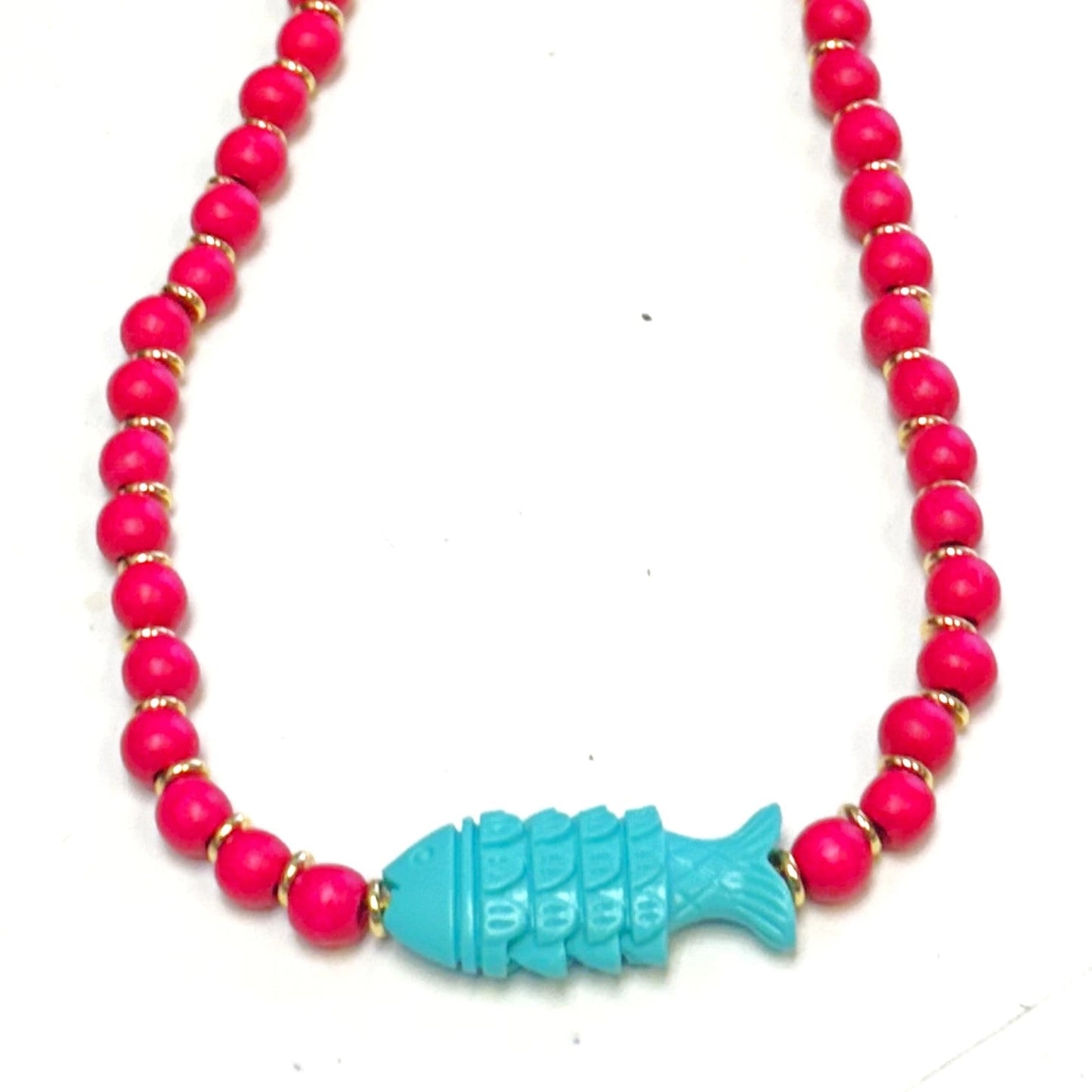 Hot Pink Hazel Fish Necklace