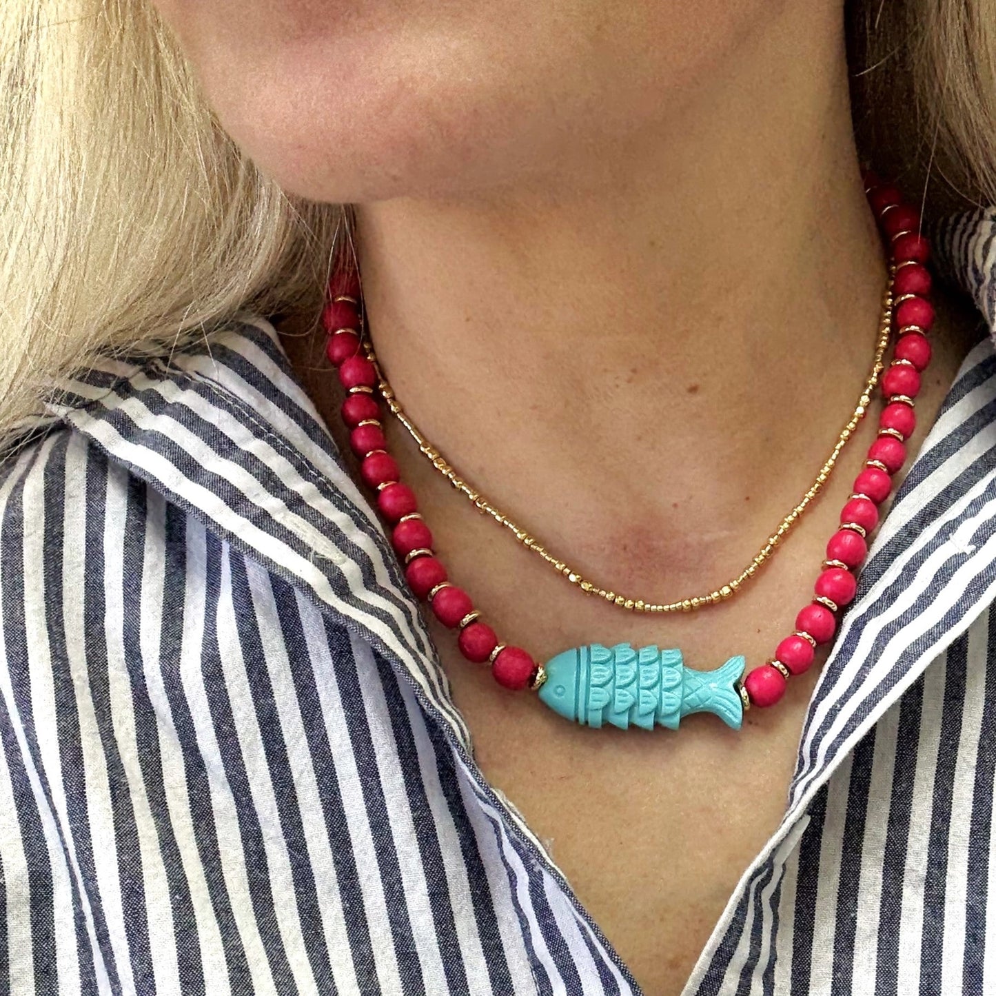 Hot Pink Hazel Fish Necklace