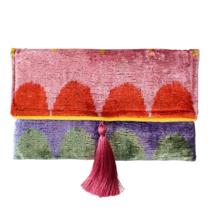Silk Velvet Ikat Clutch