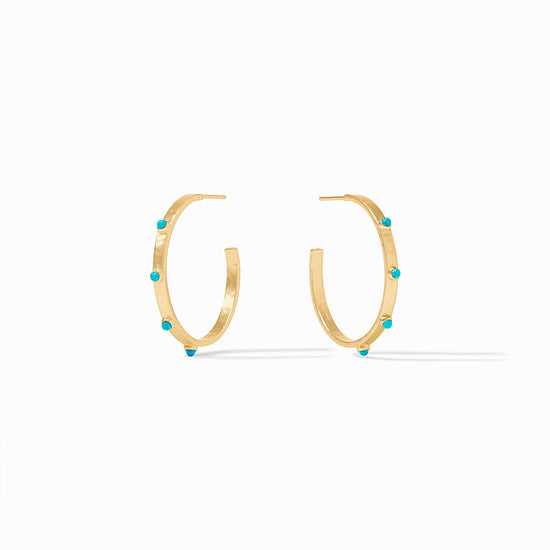 Crescent Stone Hoop - Turquoise (Medium)