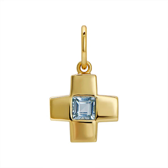 Blue Topaz Cross Charm