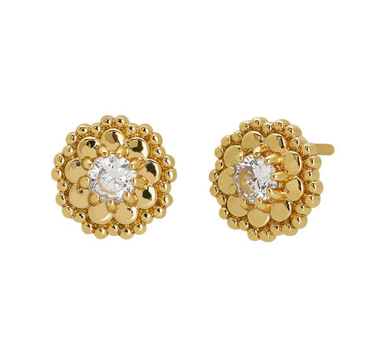 Scalloped Crystal Studs