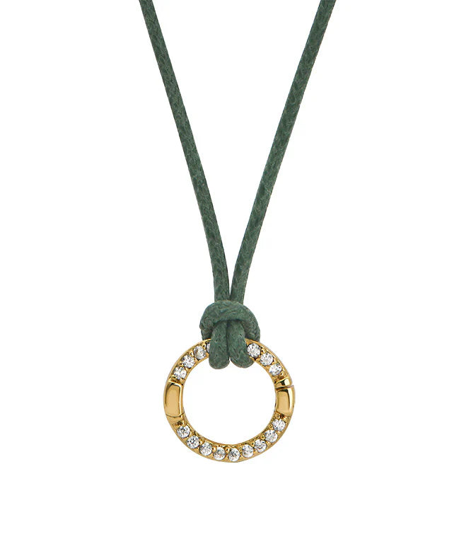 Okra Green Charm Cord Necklace