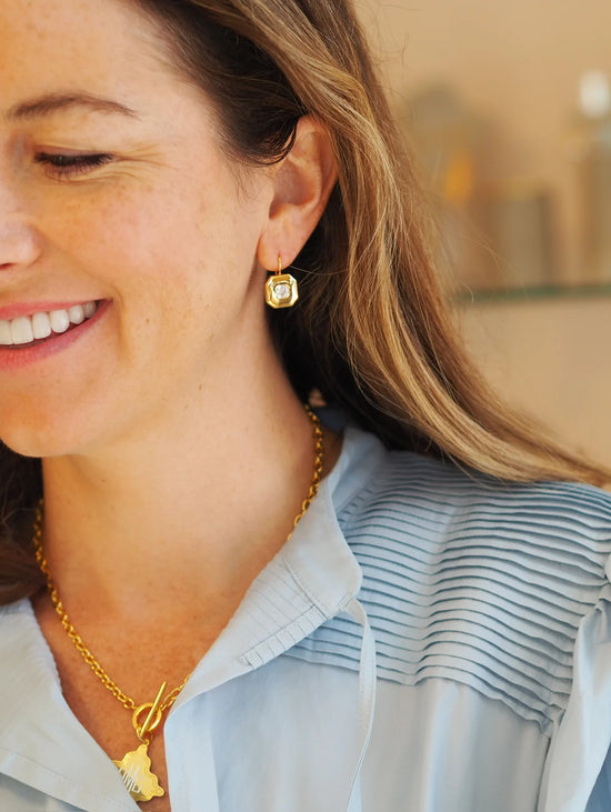 Cut Corner Drop Earrings