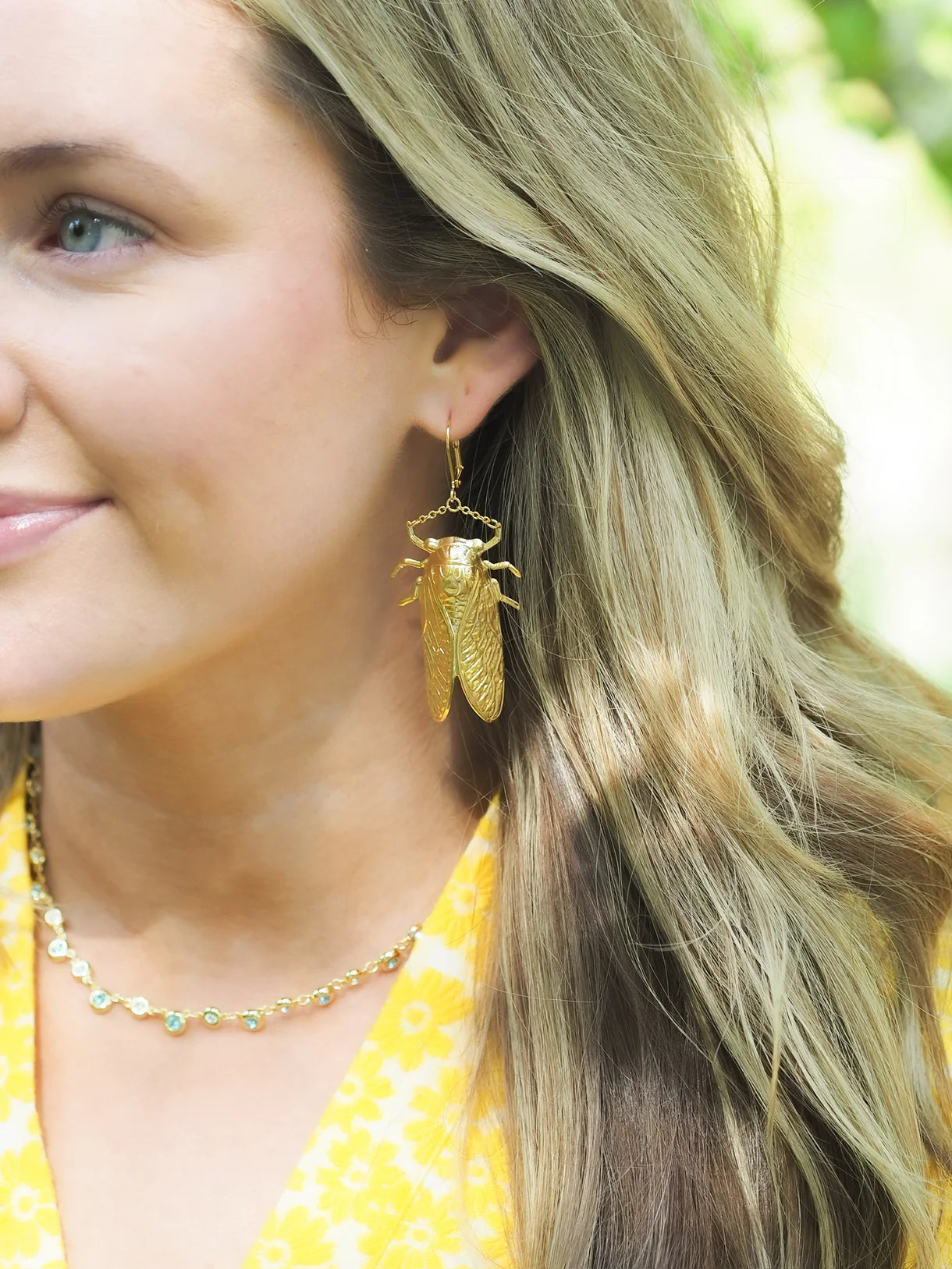 Gold Bug Drop Earrings