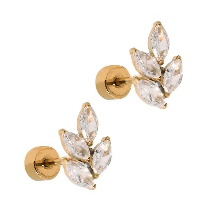 Screwback Stud - Laurel Gold
