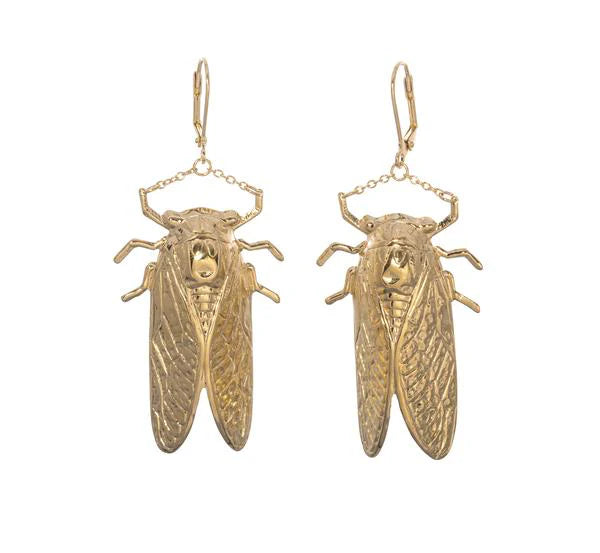 Gold Bug Drop Earrings
